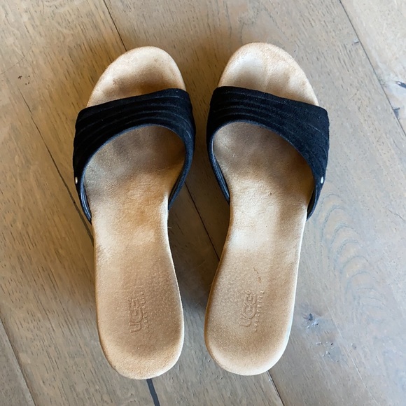 UGG Shoes - UGG Black Leather Wedges